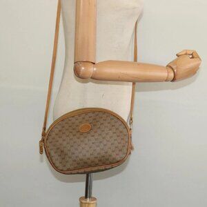 GUCCI Micro GG Supreme Shoulder Bag PVC Beige Gold